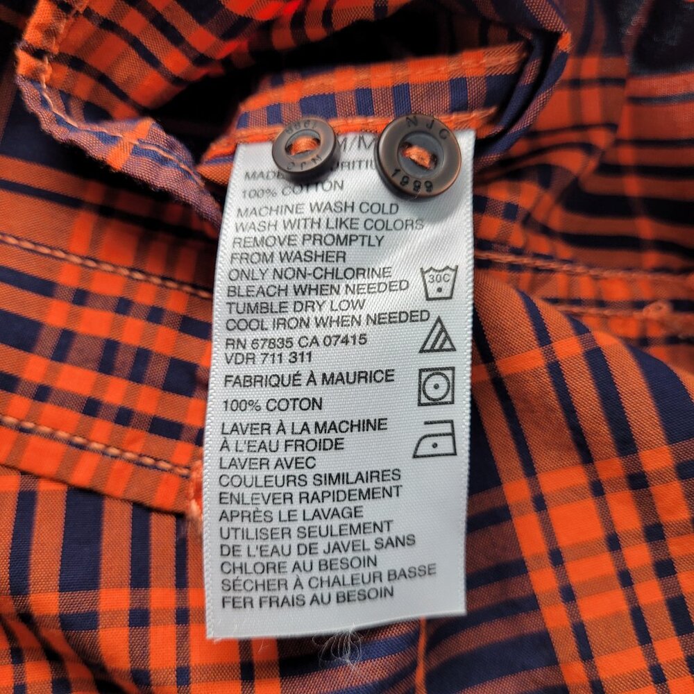 Nautica Jeans Co. Mens Plaid Flannel Button Down Shirt Medium Orange Navy NEW - Picture 9 of 10